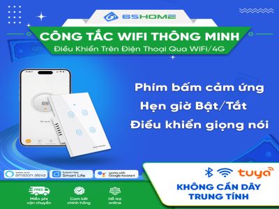 Công Tắc Wifi Cảm Ứng Điều Khiển Qua Điện Thoại Tuya Smart Life 6shome SH28