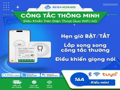 Công Tắc Thông Minh Wifi Điều Khiển Từ Xa Qua Điện Thoại Tuya Smartlife 16A