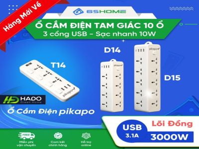 Ổ Cắm Điện Đa Năng Hado 10 Ổ Cắm 3 USB 1 Sạc Type C Chịu Tải 3000W