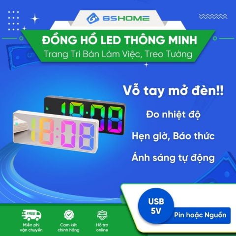 Đồng Hồ Led 3D Đa Chức Năng Hiển Thị Báo Thức Nhiệt Độ Ánh Sáng Tự Động SH54