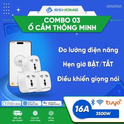 Combo 3 Ổ Cắm Thông Minh Wifi Tuya 16A 3500W