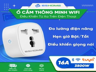 Ổ Cắm Thông Minh Wifi Tuya 16A 3500W - Đo Điện Năng, Điều Khiển Từ Xa, Hen Giợ Bật / Tắt